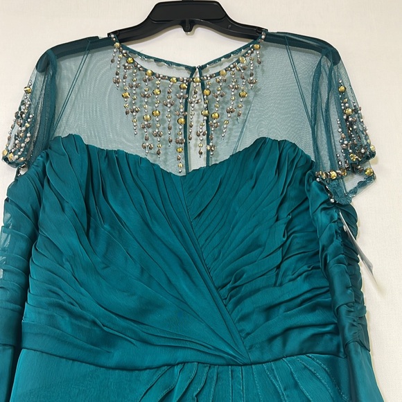 Adrianna papell jewels neckline short sleeve shutter long dress - Picture 5 of 16